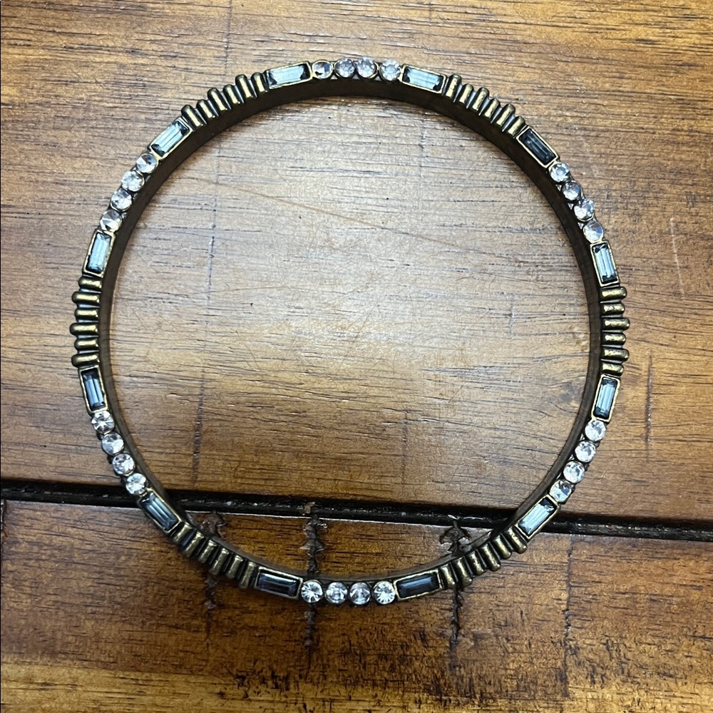 Brassy Bangle With Black Stones